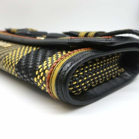 Burberry Prorsum Margot Oversize Buckle Clutch Black/Multi Woven Leather - Picture 9 of 12